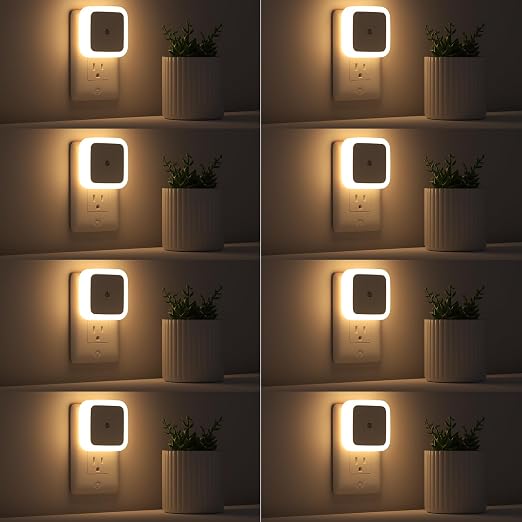 Night Light, Night Lights Plug into Wall 8-Pack, Nightlight Plug in Night Light, Dusk to Dawn Night Lamp Led (Warm White)