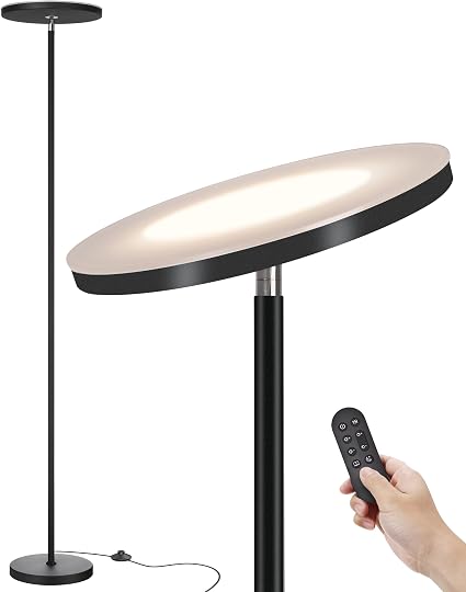 LED Floor Lamp for Living Room, Torchiere Lamp with Compact Remote