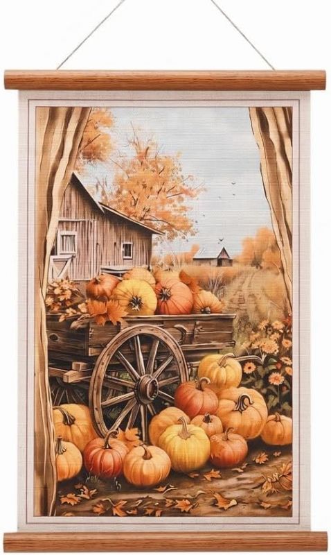 ArtbyHannah Farmhouse Fall Wall Art, 16x24 inch Rustic Autumn Wall Decor
