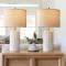 PoKat 23" Modern Ceramic Table Lamp Set of 2 for Living Room Bedroom, White