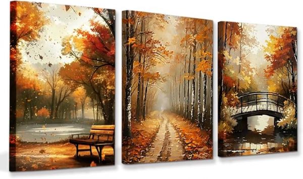 3 Piece Fall Tree Wall Art Canvas Prints Living Room Fall Wall Decor
