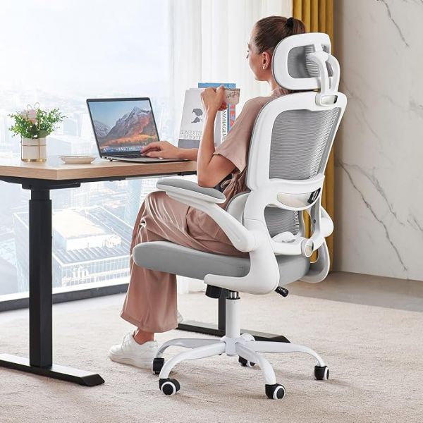 TRALT Office Chair Ergonomic Desk Chair with Lumbar Support White, 1