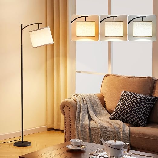 60" Modern Floor Lamp with Beige Shade, 9W LED Bulb