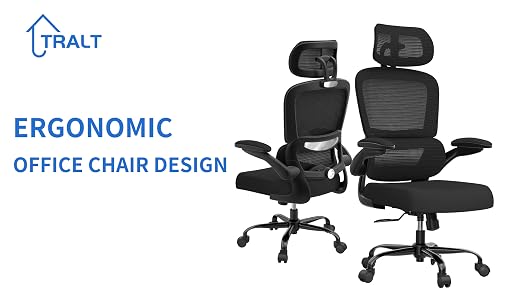 TRALT Office Chair Ergonomic Desk Chair with Lumbar Support White, 1