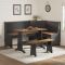 3-Piece Corner Dining Set with Hidden Storage, Black Oak