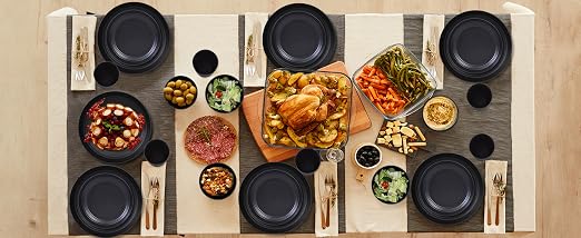 Quatish 24 Piece Plates and Bowl Set for 6, Dinnerware Dish Set for Kitchen