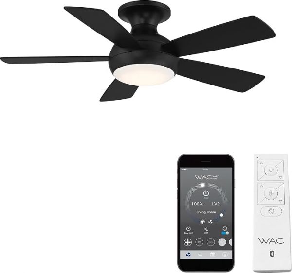 Odyssey 5 Blade Flush Mount Ceiling Fan with Light Kit 44 Inch Wide by WAC - F-034L