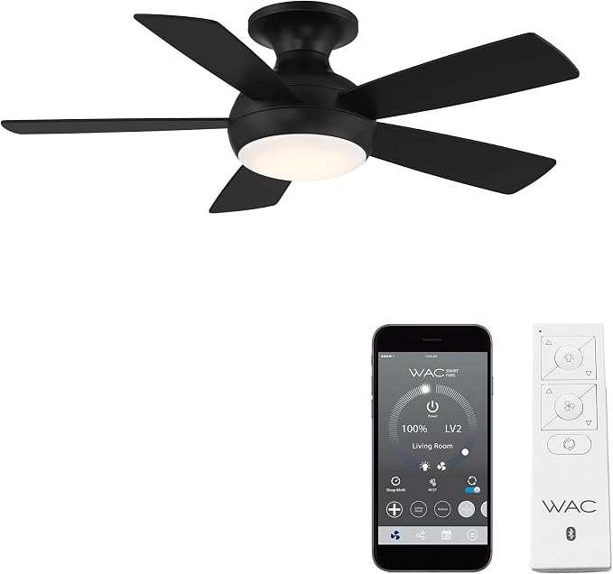 Odyssey 5 Blade Flush Mount Ceiling Fan with Light Kit 44 Inch Wide by WAC - F-034L